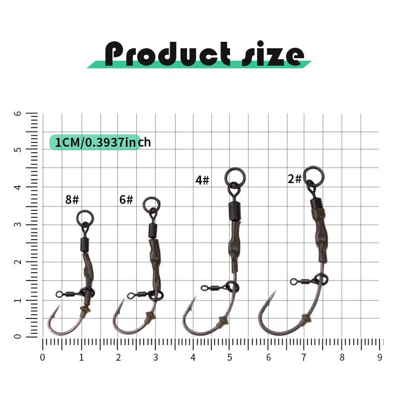 6 Stück Ronnie Rig vorgefertigte Karpfenangel-Rigs – Fertige Spinner-Rigs mit QC-Wirbel und gebogenen Haken für Pop-Up-Boilies – Detail 5