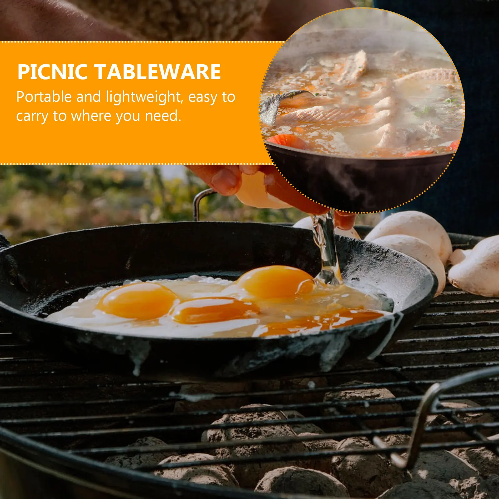 

1 set Cast Iron Sukiyaki Pot Camping Pot Hiking Cookware Portable Outdoor Dutch Oven For Stewing Chicken Porridge Picnic