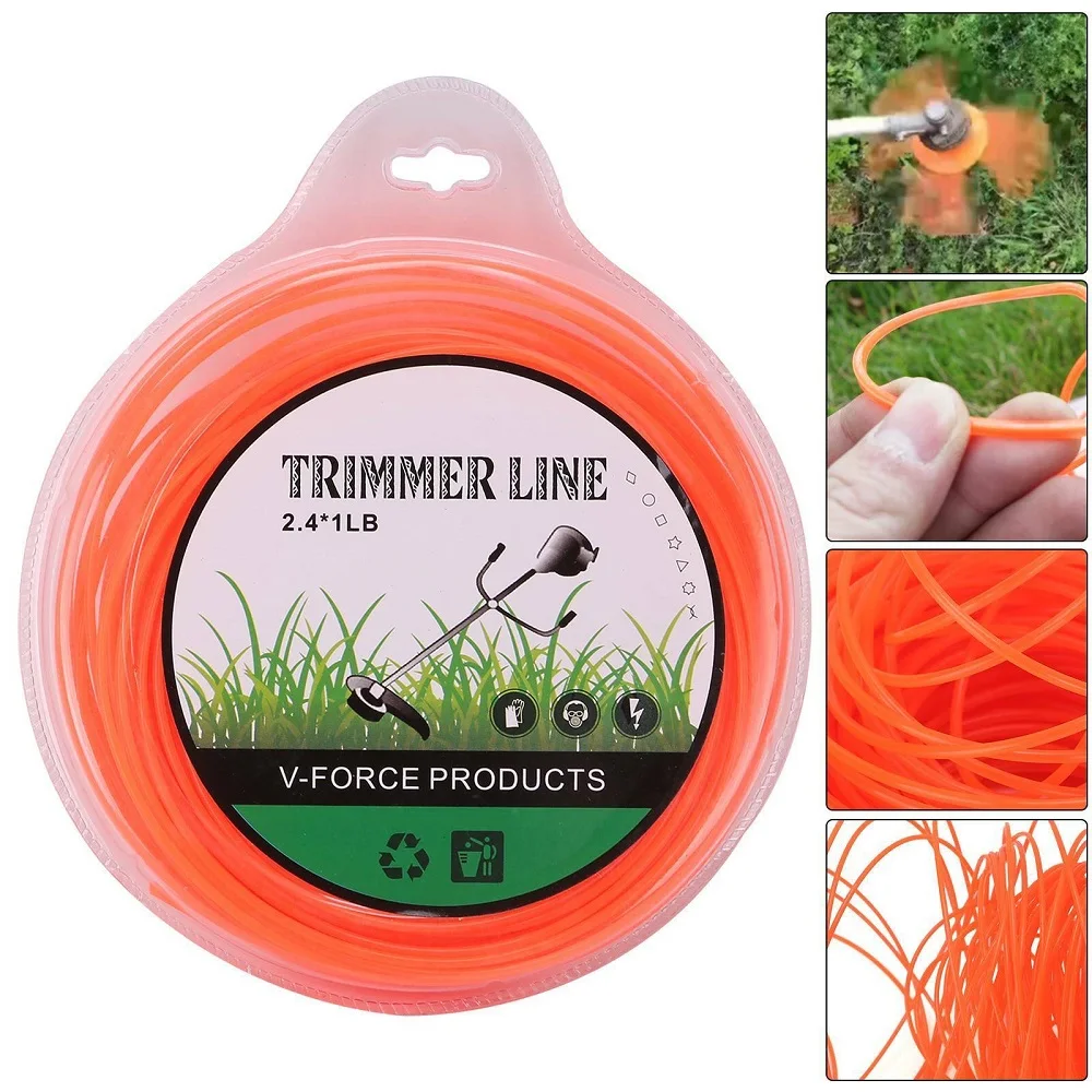 2.4mm x 90m Brushcutter Cord Orange Trimmer Nylon Strimmer Line Parts Wire Round