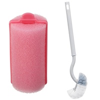ABLD 12Pcs Dark Pink Hair Styling Soft Foam Sponge Rollers Curlers & 1 Pcs Toilet Brush With Soft Bristle Toilet Brush