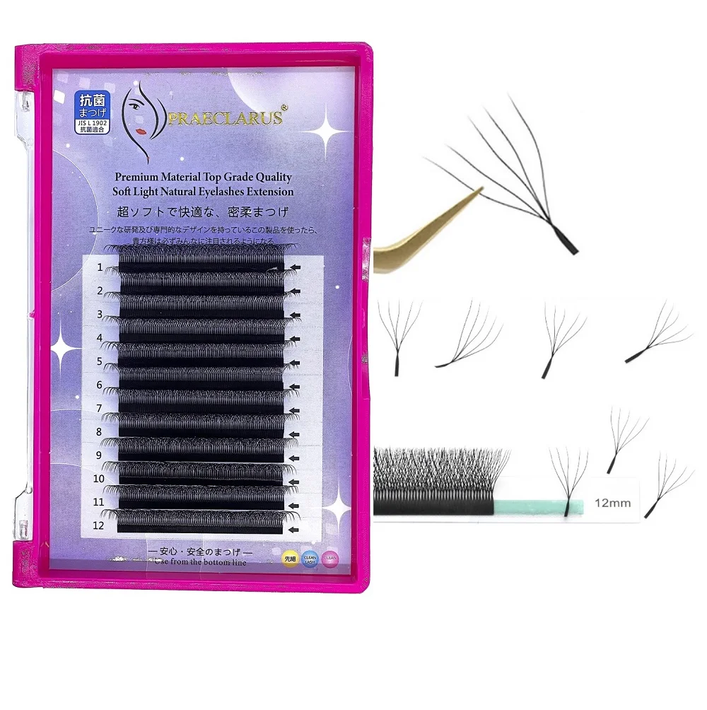 

[SHIP ON 24 HOURS]Praeclarus 5D Shape W Premade Rolling Fan Eyelashes Clover Natural Soft High Quality False Lashes Extension