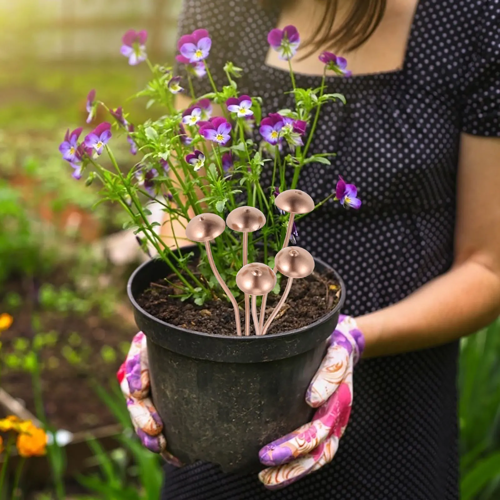 

1Set Metal Mushroom Decor Unique Design Versatile Planter Pot Garden Decoration Outdoor Decor Iron Mushroom Stake