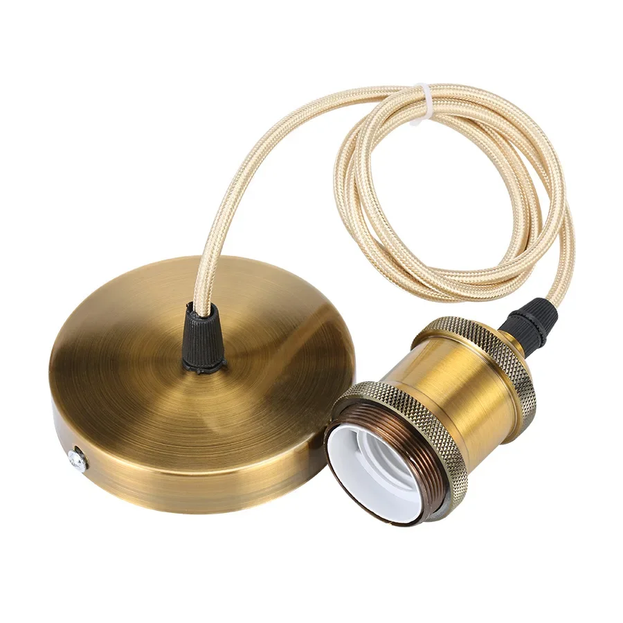 E27 ophangdraad lamphouderset Vintage koperen metalen lamphouder houder gegalvaniseerde aluminium schaal lamphouder