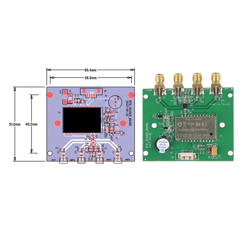 860 960mhz UHF RFID reader 4 antenna port module RFID tag UHF reader TTL uart module  Android SDK for Access Control