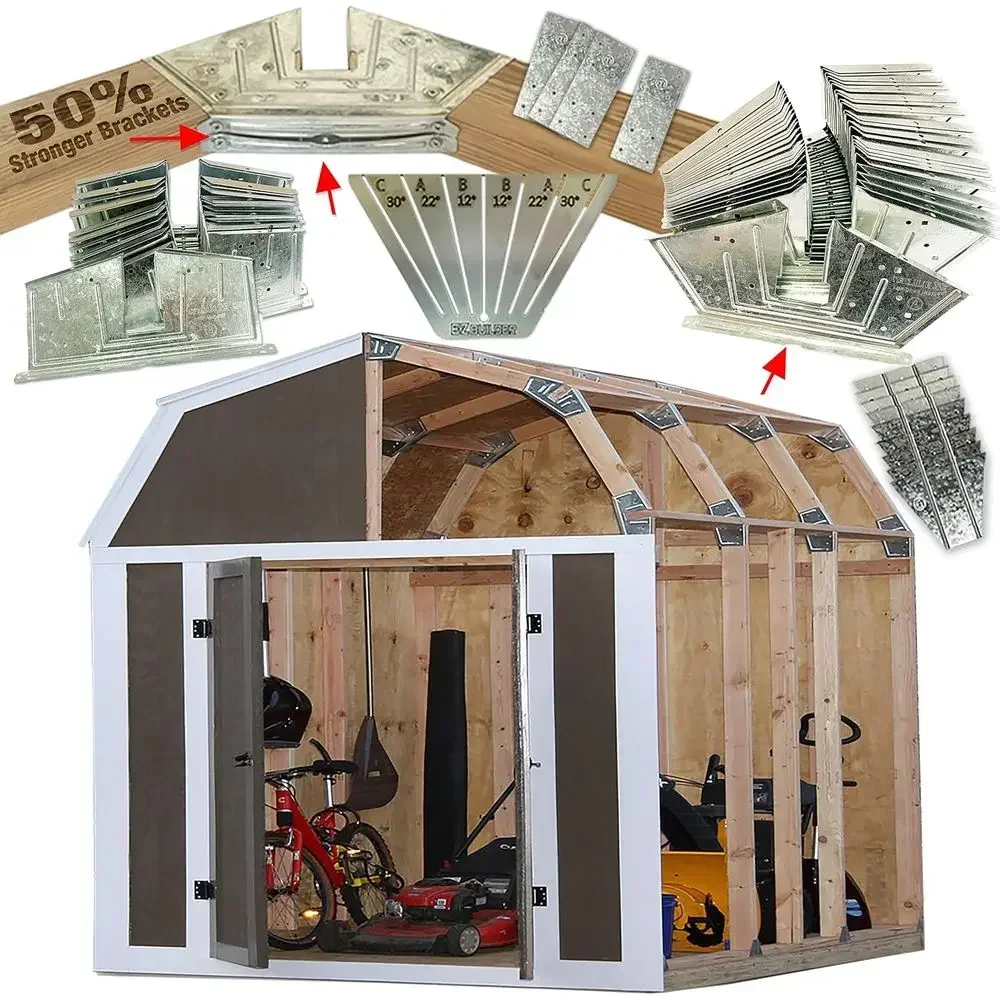 Durable 2x4 Shed Kit for 6-14ft Widths, Any Length - Includes Miter Template for Storage, Barns, Garages, Playhouses