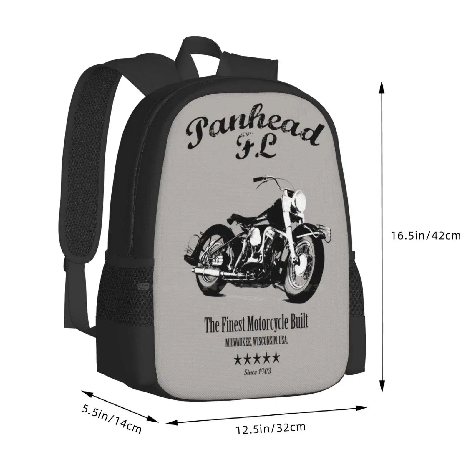 O padrão Fl Panhead Design Laptop sacos, Motocicleta viagens mochilas escolares, Motocicleta clássica, Transporte, Vintage