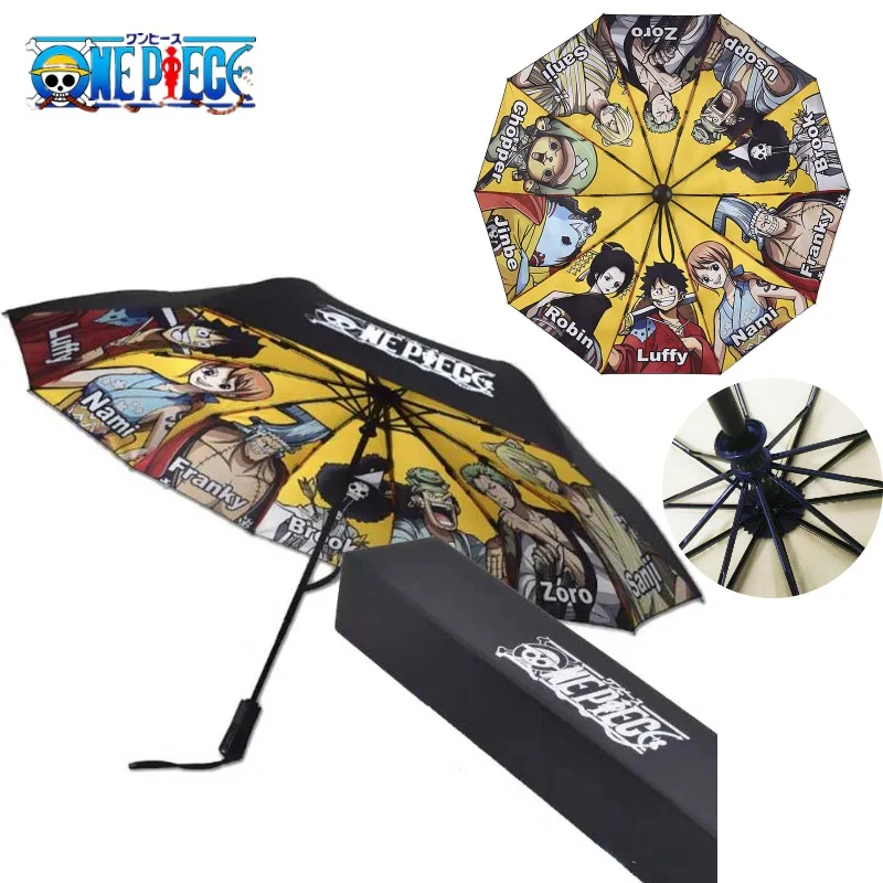 ONE PIECE Anime Umbrella Folding Fully Automatic Luffy Zoro Umbrella Same Sunscreen Umbrella Birthday Gifts