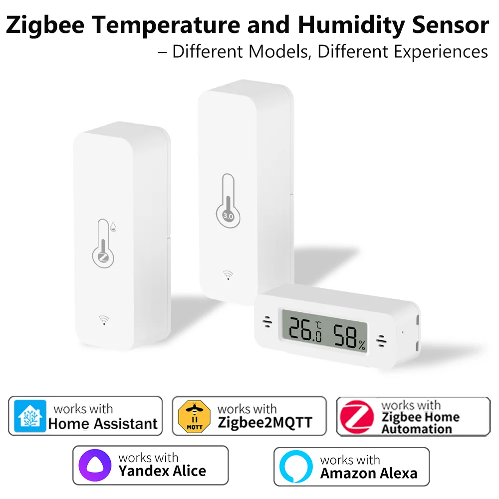 Zigbee Temperature Humidity Sensor Smart Home Thermometer Real-Time Monitoring APP Control Work With Alexa Home Assistant Z2M