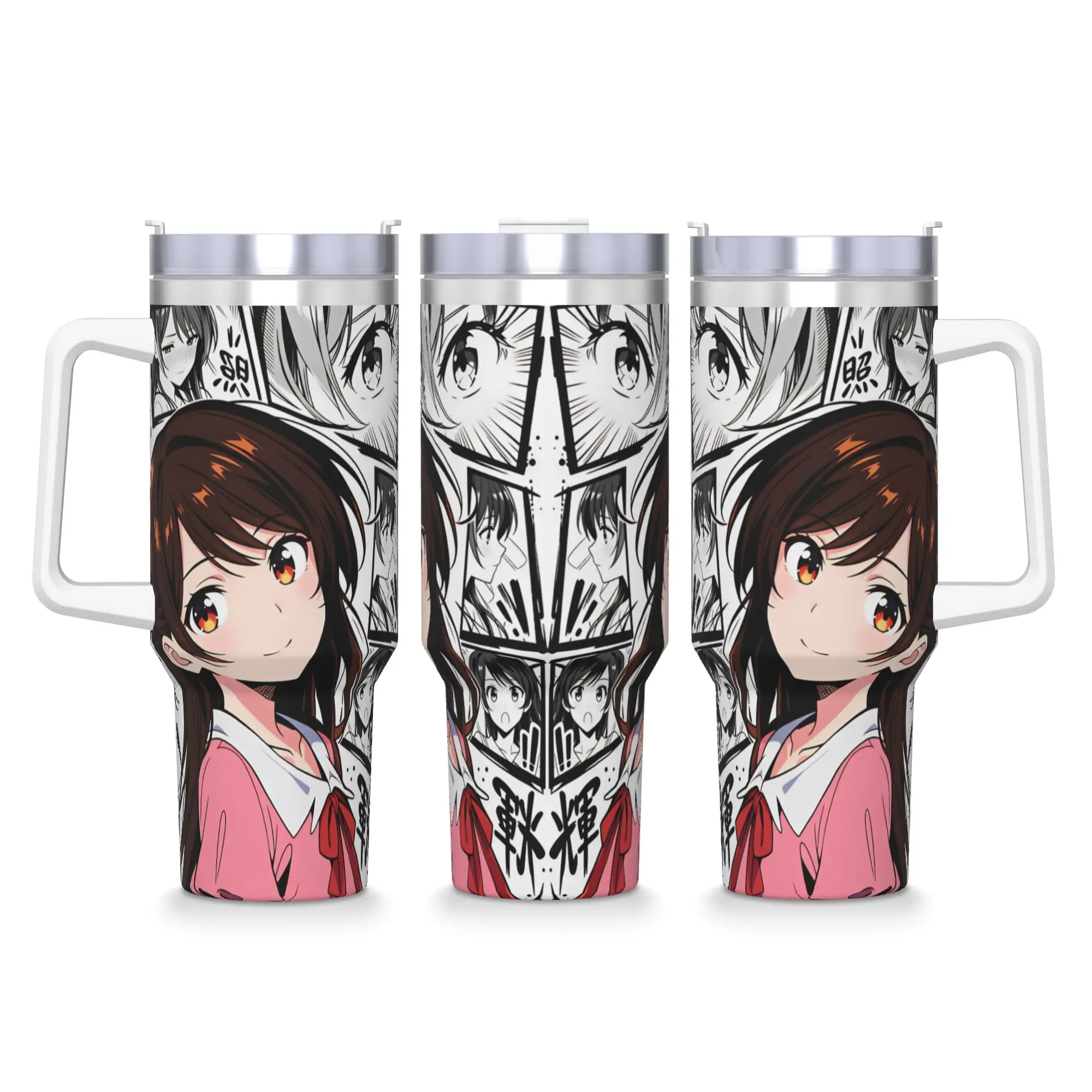 Mizuhara Chizuru Tumbler  Cold Drink Water Bottle Portable Stainless Steel Thermal Mug Custom DIY Driving Car Mugs
