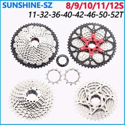 SUNSHINE MTB Bike Freewheel 8/9/10/11/12 Speed Mountain Bike Cassette 32/36/40/42/46/50/52T Flywheel for Shimano k7 HG SRAM