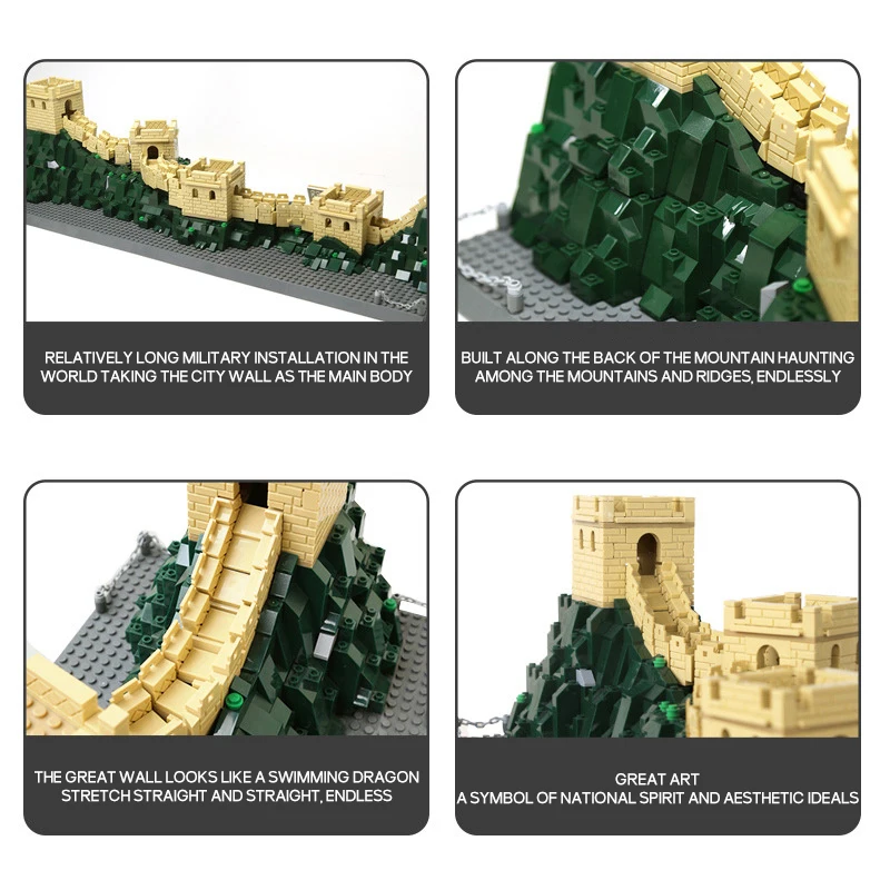 WG6216 Famous Chinese Architecture Model Building Blocks Beijing Wanli Great Wall Small Particle Assembly Blocks Toys For Boys