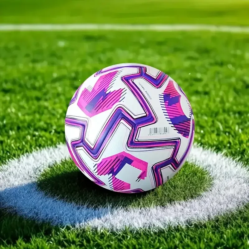 프리미엄 인조 가죽 축구공 - 이음새 없는, 높은 탄력성 및 내구성, 성인 훈련 및 경기용, 사이즈 5, 생생한 핑크색