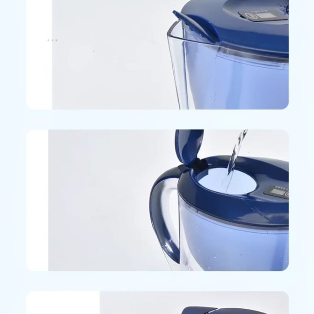 Kitchen Water Purification Pitcher Large Capacity Filter Kettle For Clean Drinking Water Household Appliance Blue Design