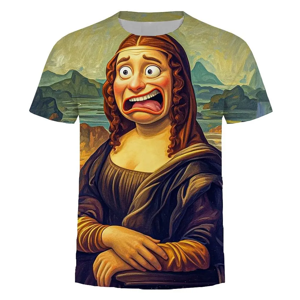 

Funny Mona Lisa Style 3D Printed Summer T-shirt, Breathable, Quick-drying, Casual and Fashionable Men's and Women's T-shirt