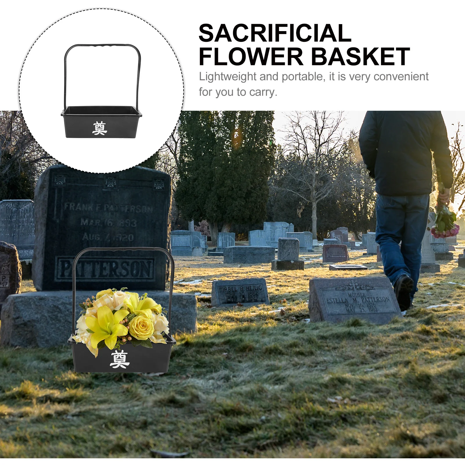 

Plastic Sacrifice Flower Basket Fine Workmanship Grave Flower Holder for Cemetery Decoration Tomb-Sweeping Day