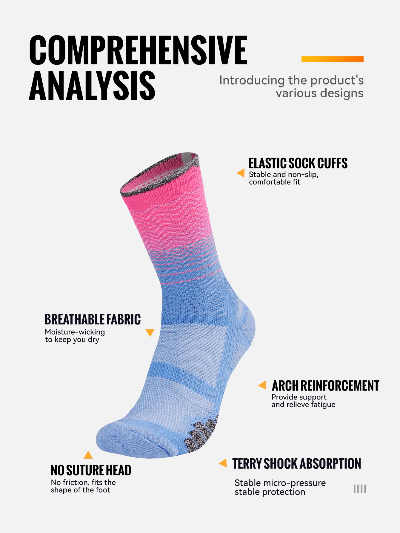 WRELS Lauf-Marathon-Profi-Socken, atmungsaktiv, für Reisen, Basketball, absorbieren Feuchtigkeit, Schweißsocken, Outdoor-Sportsocken für Männer und Frauen – Detail 9