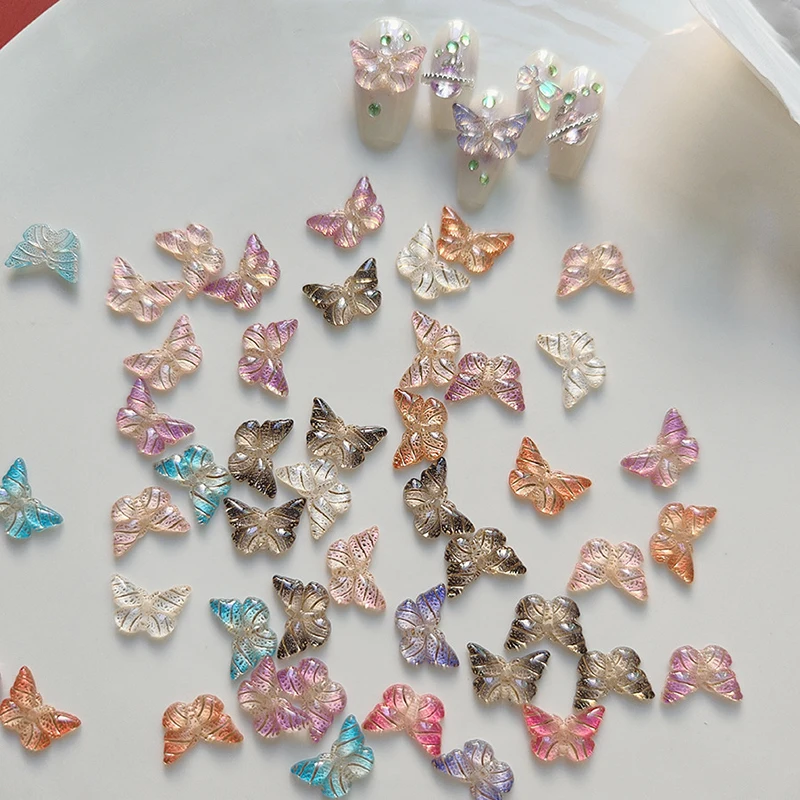 20pcs 3D Butterfly Nail Accessories ，Colorful BowKnot Nail Stud Rhinestones Crystal Design DIY Decoration Jewel Stones