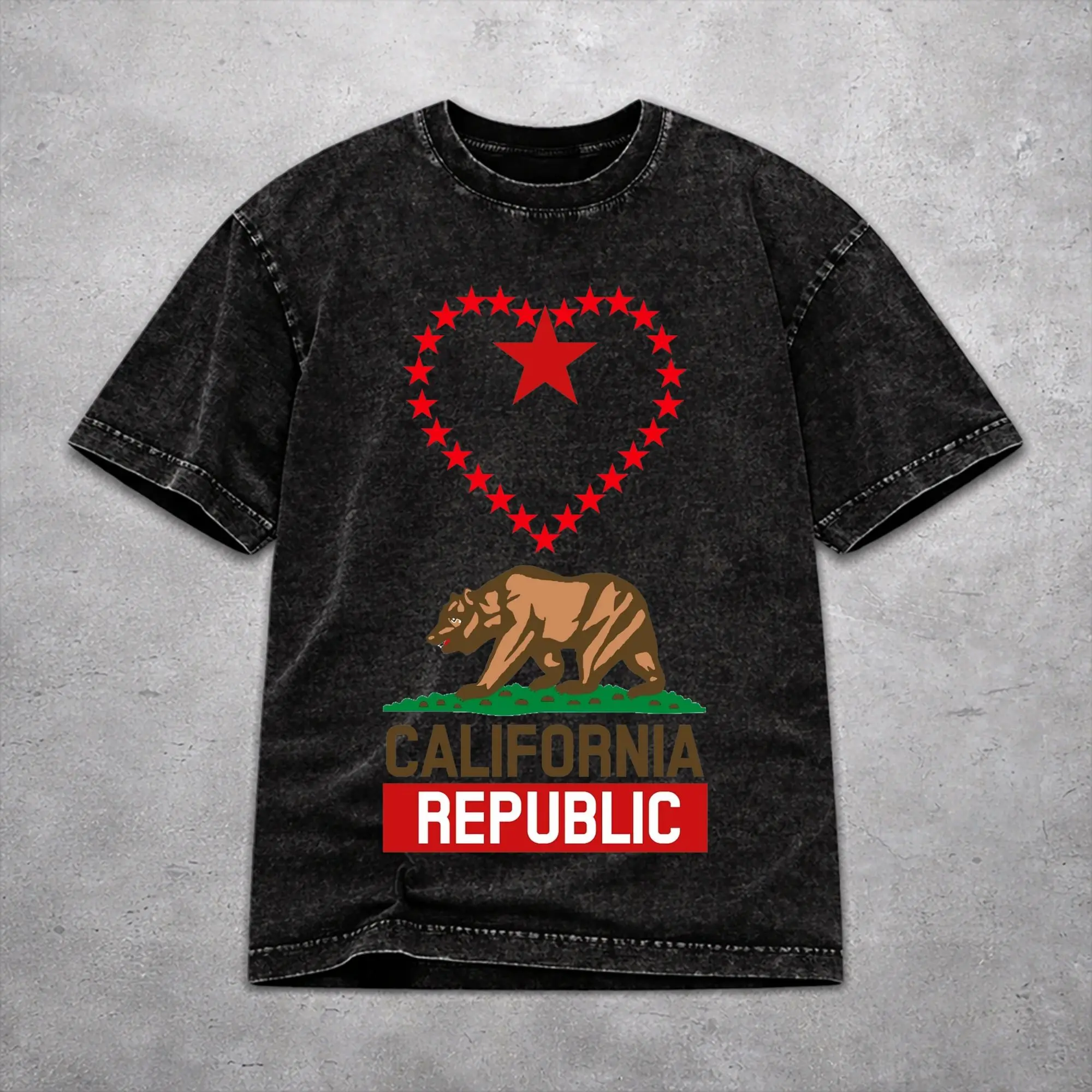 Vintage Women Men Republic California Tee Shirt Oversize Washed  T Shirts Tops