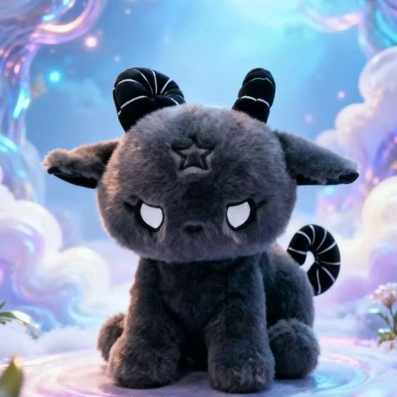 Kawaii Gothic Devil Plush Toy Dark Demon Horns Stuffed Animal Soft Fluffy Plushie Doll Home Room Decor Birthday Gift