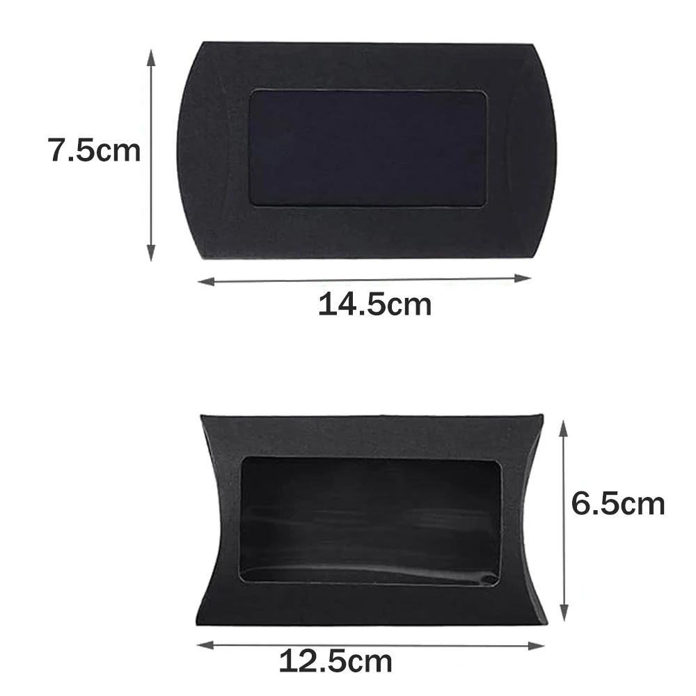 10pcs Kraft Paper Mini Pillow Packaging Box with Clear Window For Treat Gift Packaging Bakery Candy Chocolate Jewelry Display
