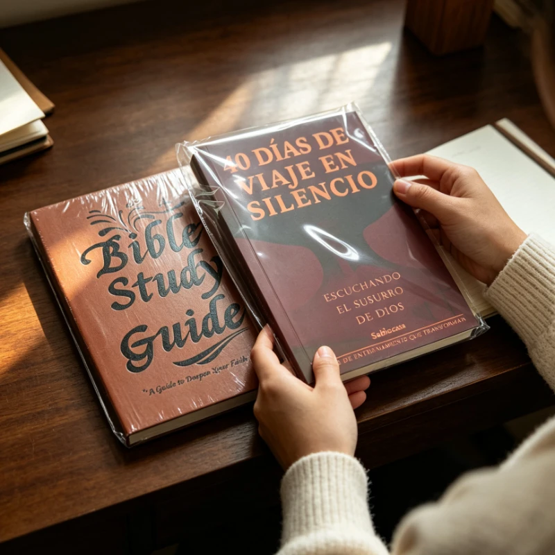 Juego De 2 Libros: Guía De Estudio Bíblico + 40 Días De Viaje En Silencio, Libro De Devocional Diario Para Oración Y Meditación