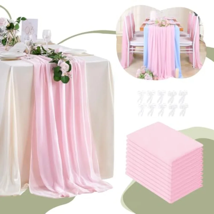 

Шифоновая настольная дорожка-накидка, 10 штук, 27x120 дюймов, в деревенском стиле, из тюля, для декора стола на свадебном приеме в деревенском стиле