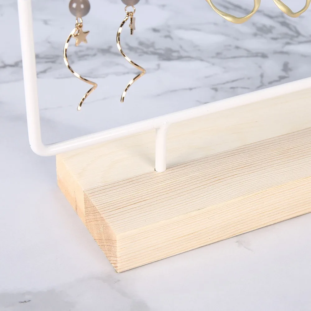 Metal Earring Display Holder 110 Holes 5-Tiers Jewelry Storage Rack Tree Design Wooden Base Ear Stud Rack Home Organization