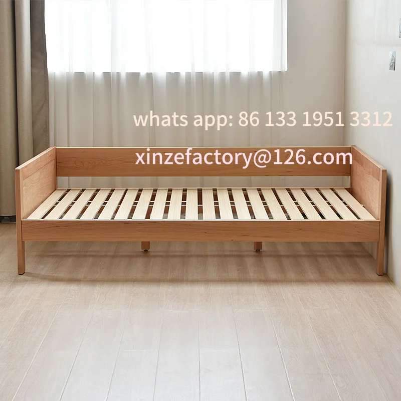 

Customizable splicing widened bed single bed simple solid wood bed cum sofa