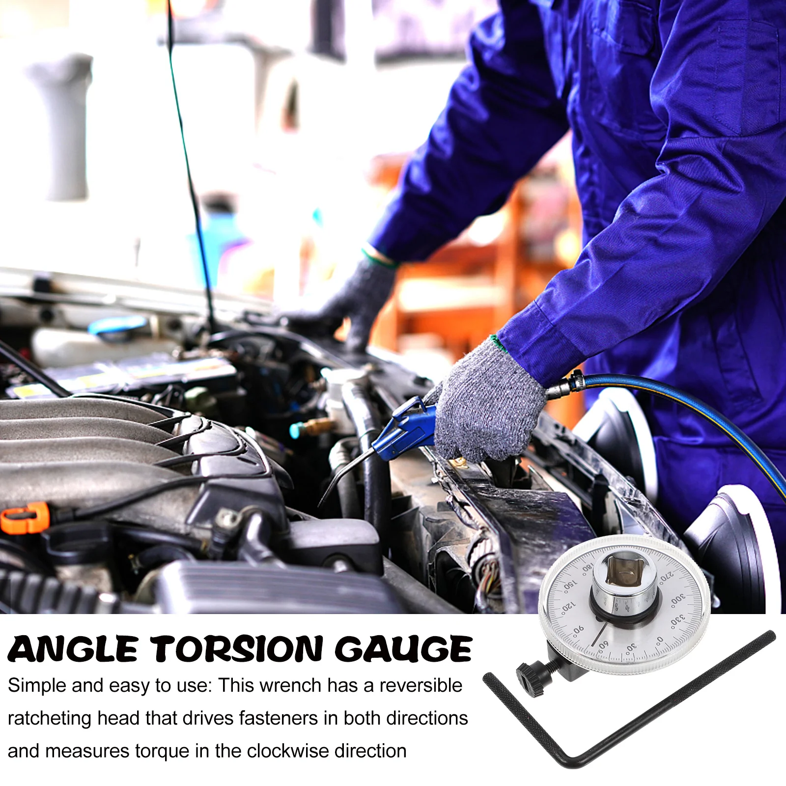 

Torque Gauge Wrench Adjustable Torque Angle Garage Tool Hand Tool Silver Square Hole Mechanical