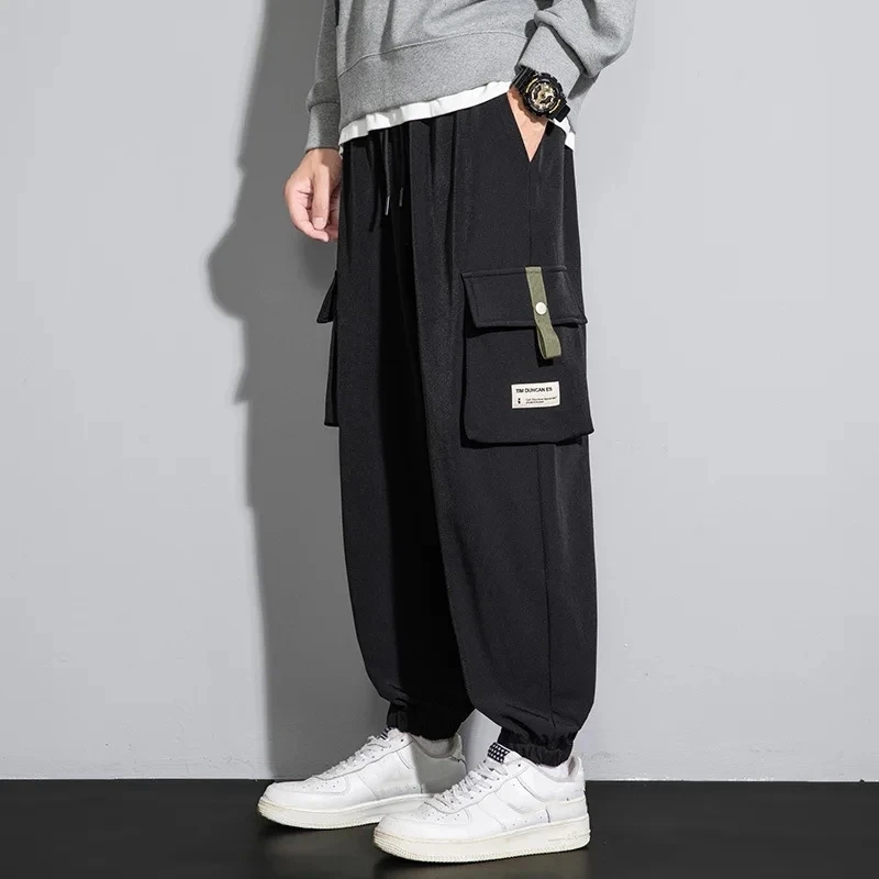 2023 Winter Men Y2k Vintage Baggy Pants Thicken Warm Pants Mens Fleece Cargo Ankle-length Joggers Harem Pants Oversize Trousers