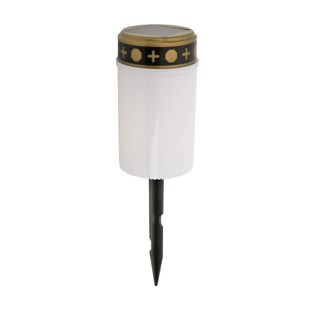 Solar Power Grave Lawn Light Energy Saving Flameless Electronic LED Candle Lamp