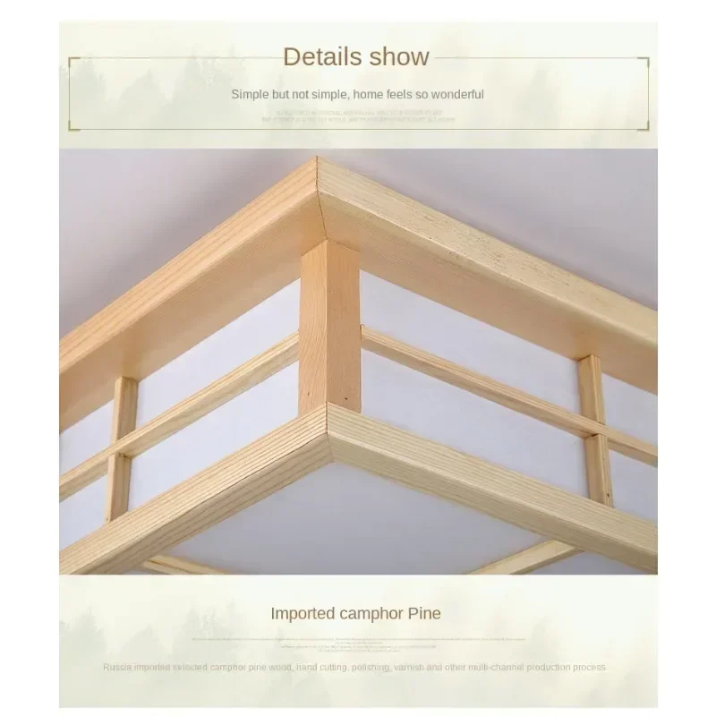 

Japanese Style Ceiling Solid Tatami Homestay LED Bedroom Natural Wood Nordic Living Room Light