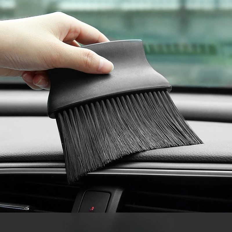 Black and Yellow Car Vent Brush 2-in-1 Double Sided Bristle Detail Brush Air Outlet Crevice Cleaning Tool Car Interior Dust
