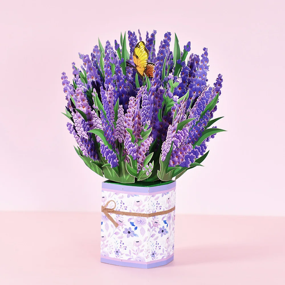 Papier blumenstrauß karte für immer Blumenstrauß 3d Pop-up-Grußkarten für Valentinstag Abschluss tag