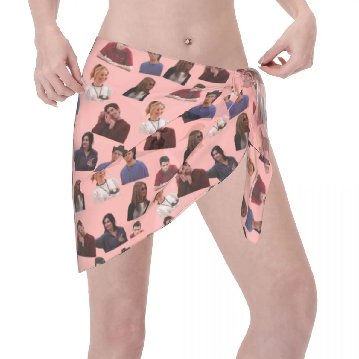 Sarongs courtes personnalisés pour femmes, personnage d'amis, enveloppe de plage, impression 3D, pour maillots de bain, robes portefeuille pour Bikini, Cover-up pour maillot de bain
