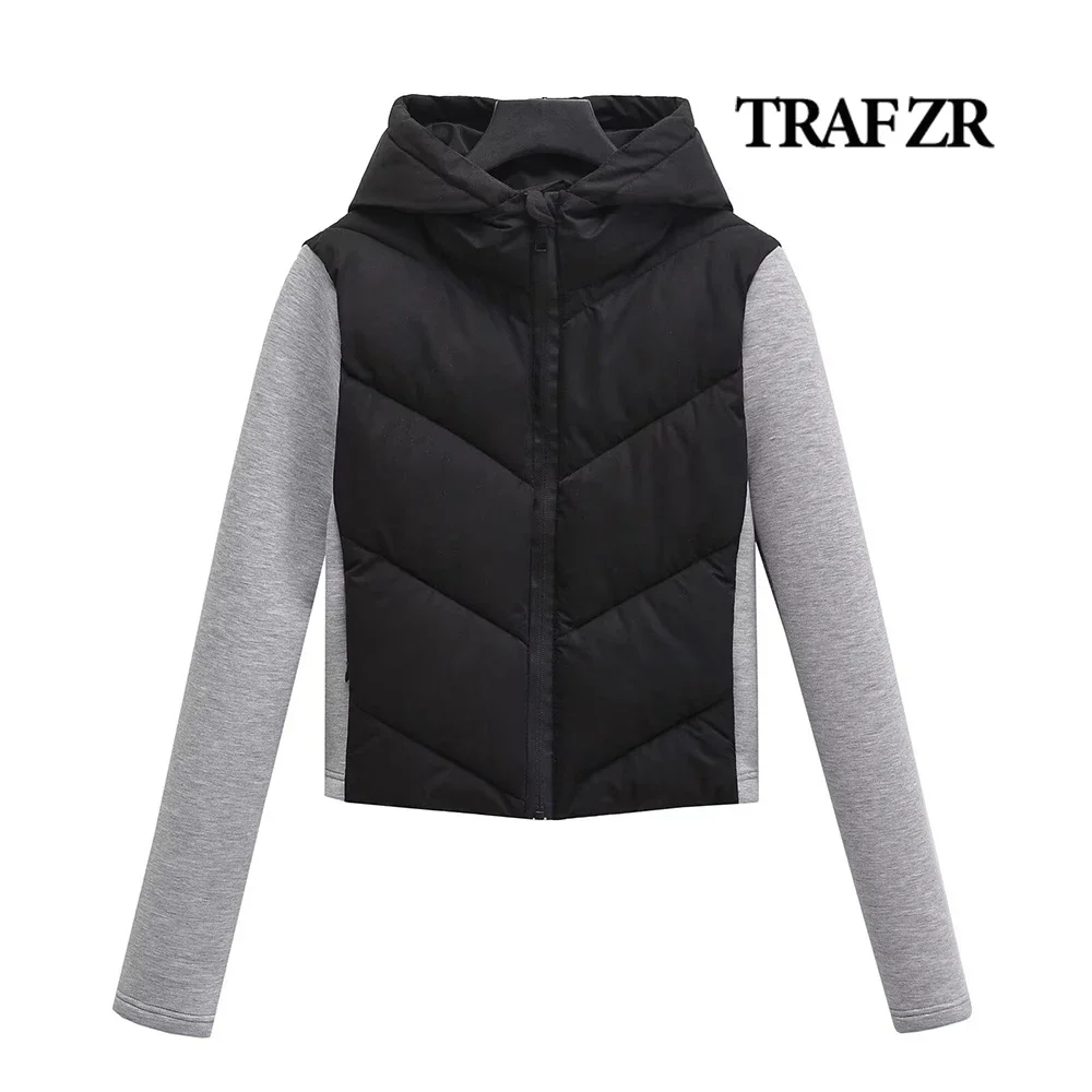 Streetwear gewatteerde damesjassen Klassieke contrasterende jassen en jacks Elegante chique winterhoodie Bovenkleding Wintertop