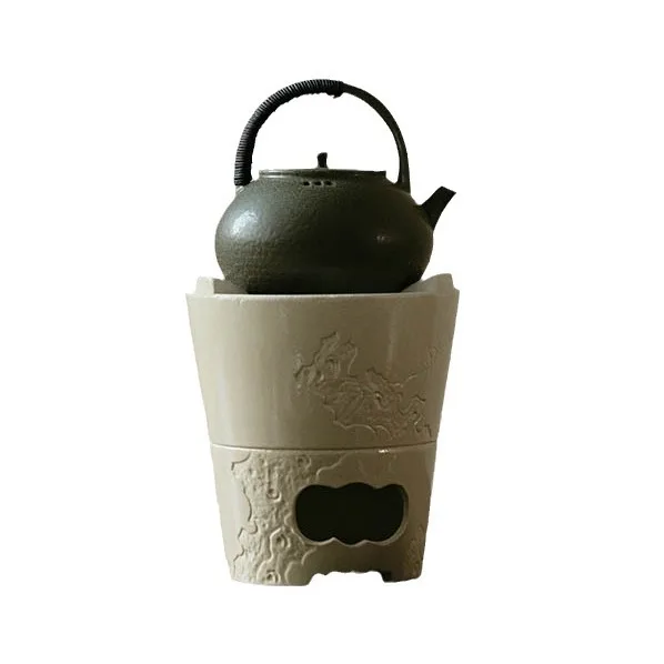 Shuke All-Handmade Pink Refractory White Clay Retro Japanese-Style Charcoal Stove For Tea Ceremony