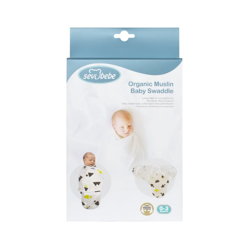 Gray Color Star Pattern Organic Müslin Swaddle