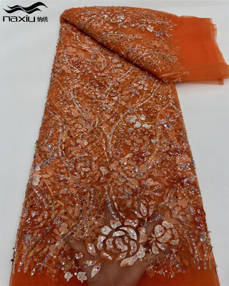 

Мадисон, 5 ярдов, африканская нигерийская кружевная ткань с блестками, вышитая бисером для жениха, высокое качество, французское тюлевое кружево для праздничного платья