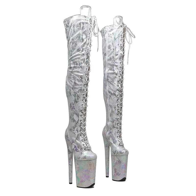 Leecabe  23CM/9inches Snake Upper  fashion  lady small  High Heel platform stripper heel Pole Dance boots