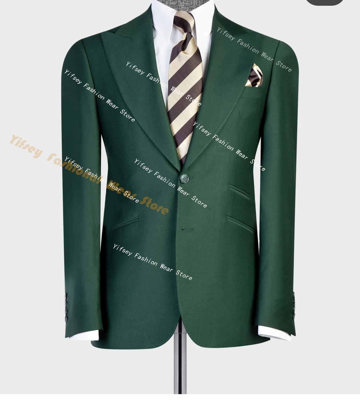 Dark Green 3pcs Set Man‘S Suit Set Outfit Blazer Trousers Jacket Pants Vest For Wedding Party Formal Men Suit Slim Fit Tailored