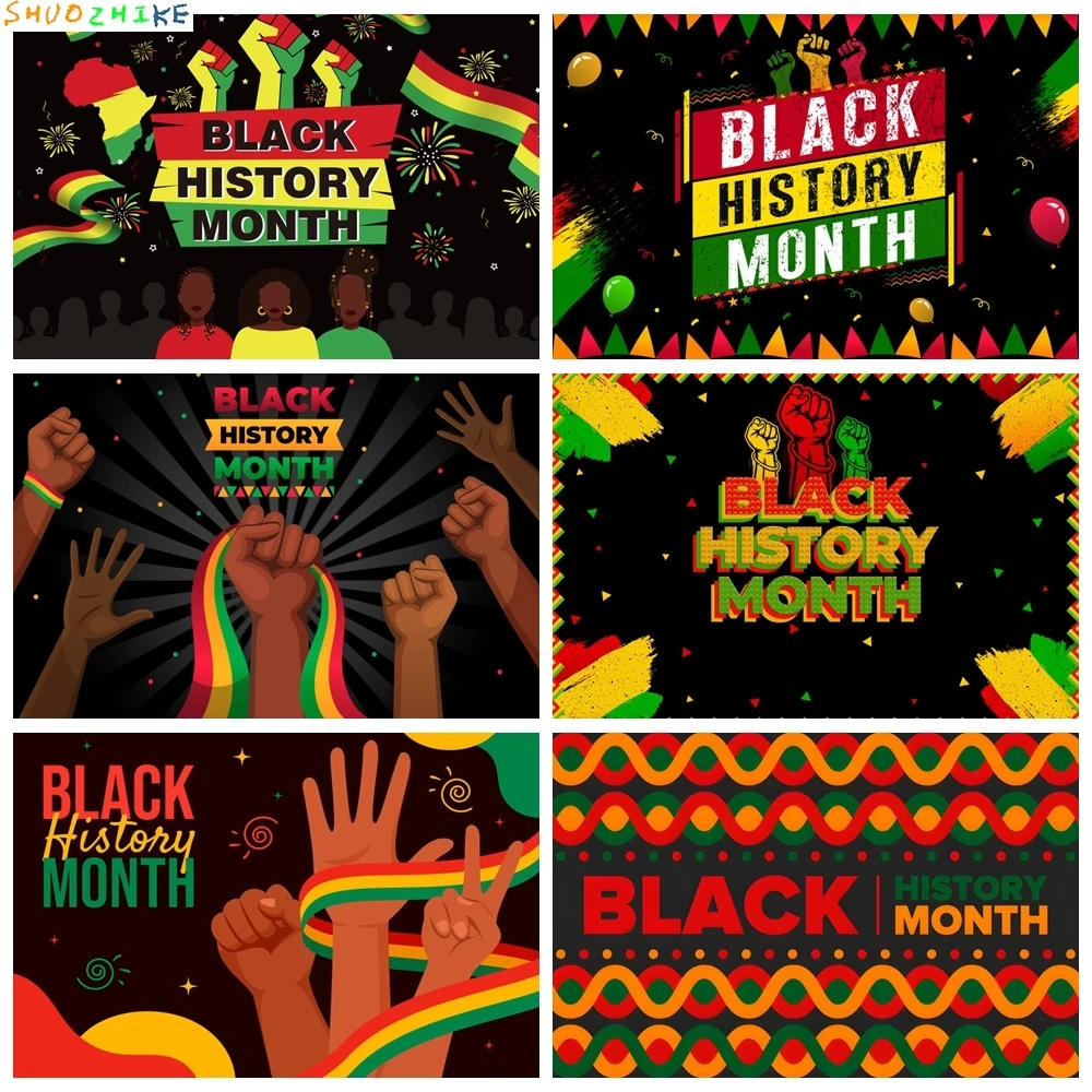 أسود التاريخ شهر التصوير خلفية قبضة الأيدي الأفريقية الأمريكية مهرجان عطلة حفلة الحدث خلفية ديكور راية ملصق