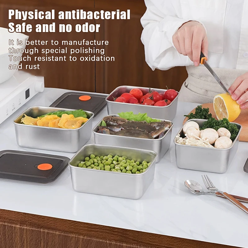 Stainless Steel Camping Lunch Box Sealed Leak-proof Bento Box Microwave Suitable Large Capacity Refrigerator Freezer Storage Box view 6