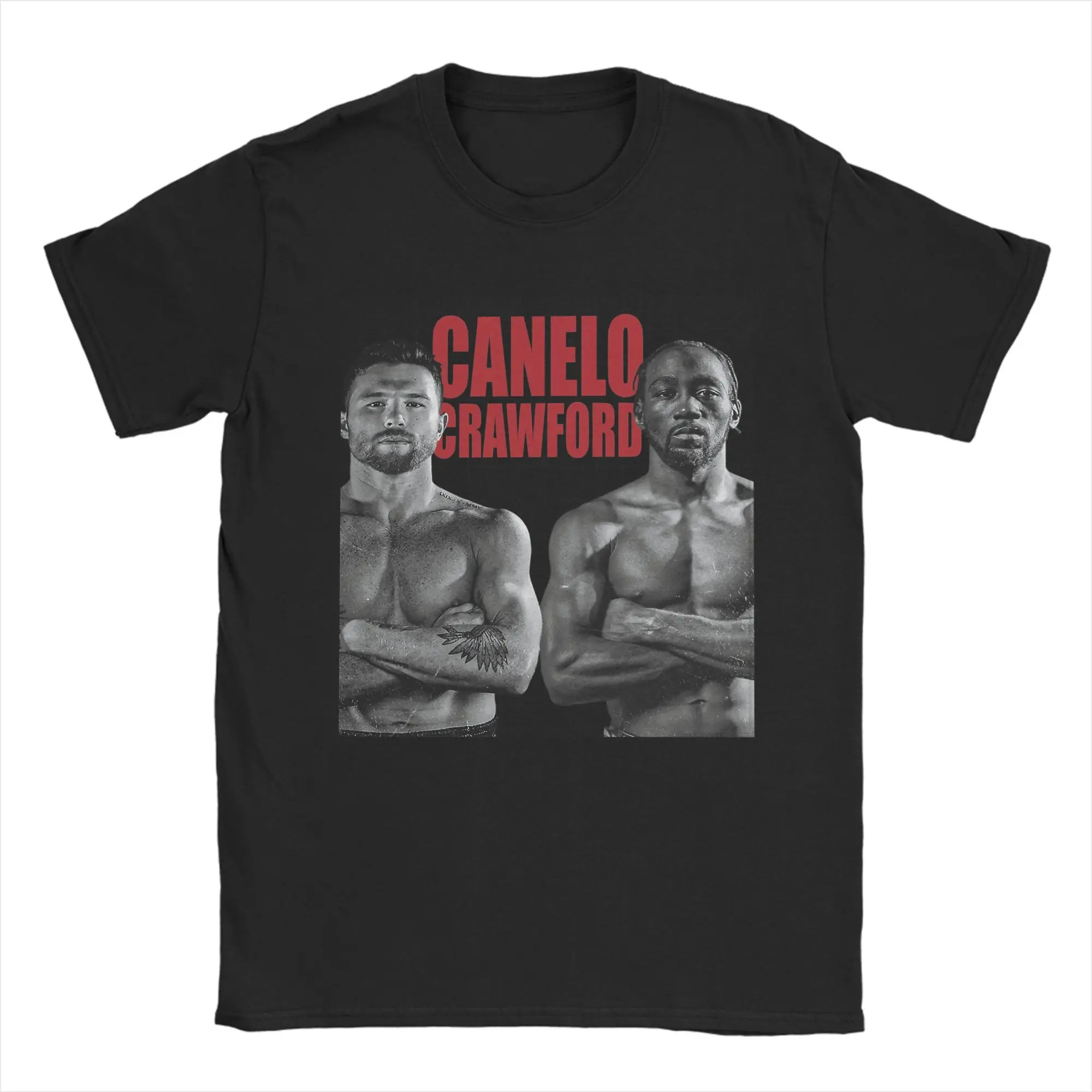 Men's Canelo vs. Crawford T Shirt  Pure Cotton Clothes Funny Short Sleeve Crewneck Tees Plus Size T-Shirt