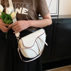 PU Leather Small Crossbody Bag Two Straps Women Fashion Sling Bag Saddle Shoulder Bag Stylish Satchel Bags Ladies Top Handle Bag