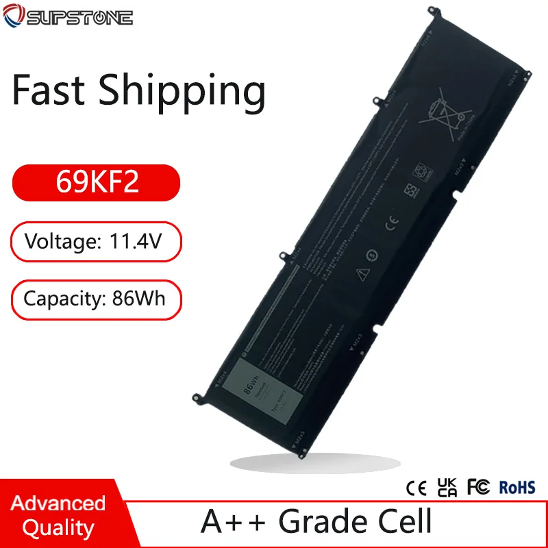69KF2 Battery For Dell Inspiron 16Plus G16 7610 7620 7630,G15 7500 7510 5525 P121F P109F 9122F002 P87F P124F P8P1P,XPS 9500 9510