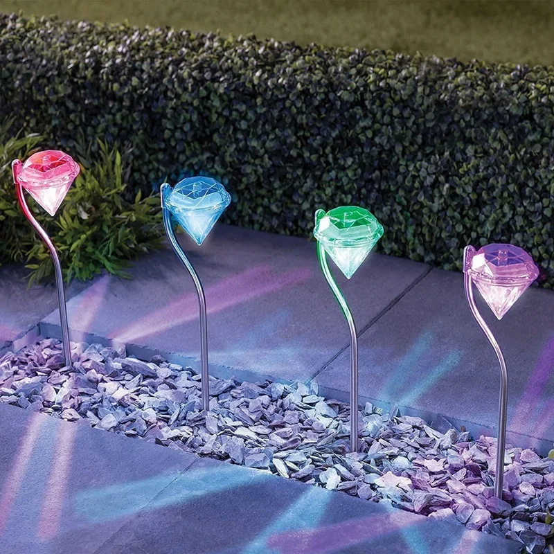 Lampes solaires LED multicolores Proy Diamond, jardin, cour, parterre de fleurs, fêtes