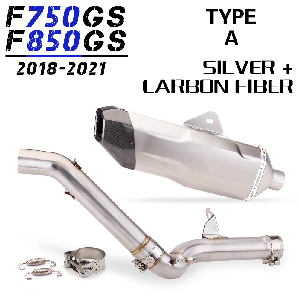 Modified Motorcycle 540mm Slip On For F750GS F850GS 2018 2019 2020 Exhaust Mid Link Pipe Connector Tube Rear Muffler Tip