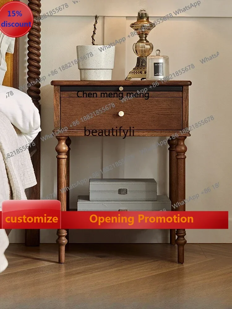 

ss7304 French Retro Solid Wood Bedside Cabinet Locker American Storage Rack Storage Cabinet