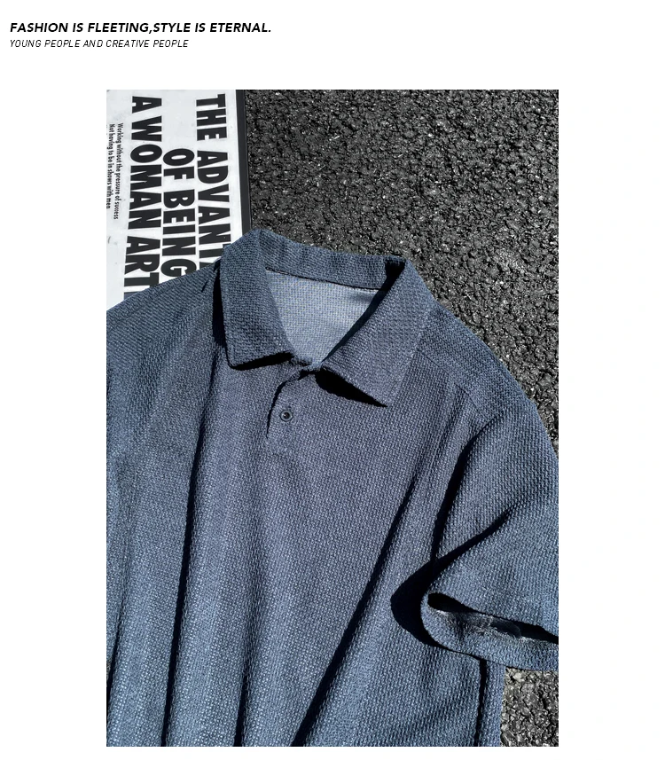 Herren Oversized Polo Kurzarm-Oberteil mit Wabenstruktur, Reverskragen für Freizeit, Pendeln und Alltag – Detail 25